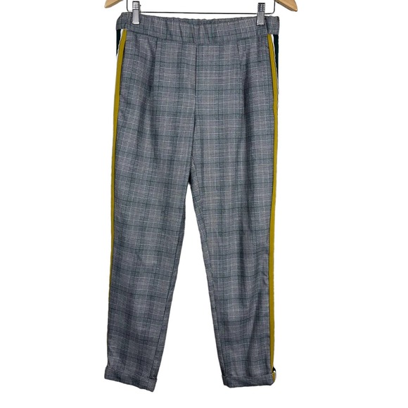 Zara Cigarette Pants Trouser Plaid Side Stripe Gray Green Yellow XS - Picture 2 of 10